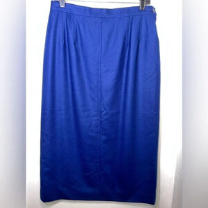 Pendleton, 14, pure virgin wool, Royal blue midi skirt, 1/4 side zip button